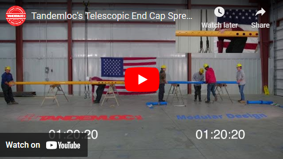 Screenshot of Tandemloc's Telescopic End Cap Spreader Beam VS. Modular Design YouTube Video
